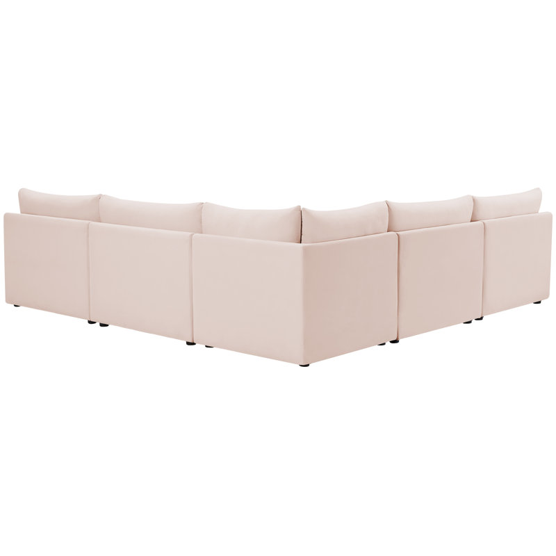 Ensoll Velvet L-Shaped Sectional Reversible, Pink Velvet