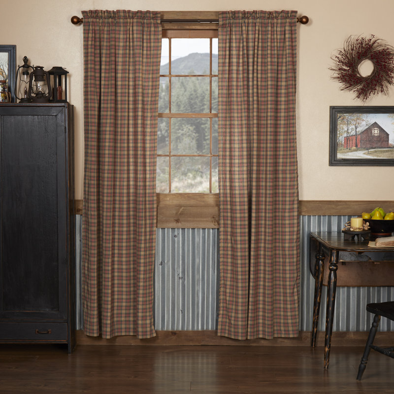 Caudillo 100% Cotton Plaid Room Darkening Rod Pocket Curtain Panel, 40" W x 84" L