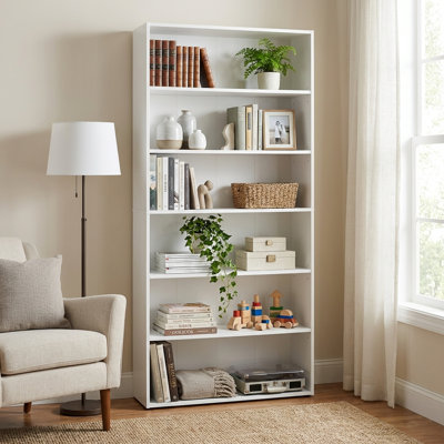 63.3" H  x 31.5"W 6-Tier Open Bookshelf with Adjustable Shelves & Sturdy H-Shaped Frame