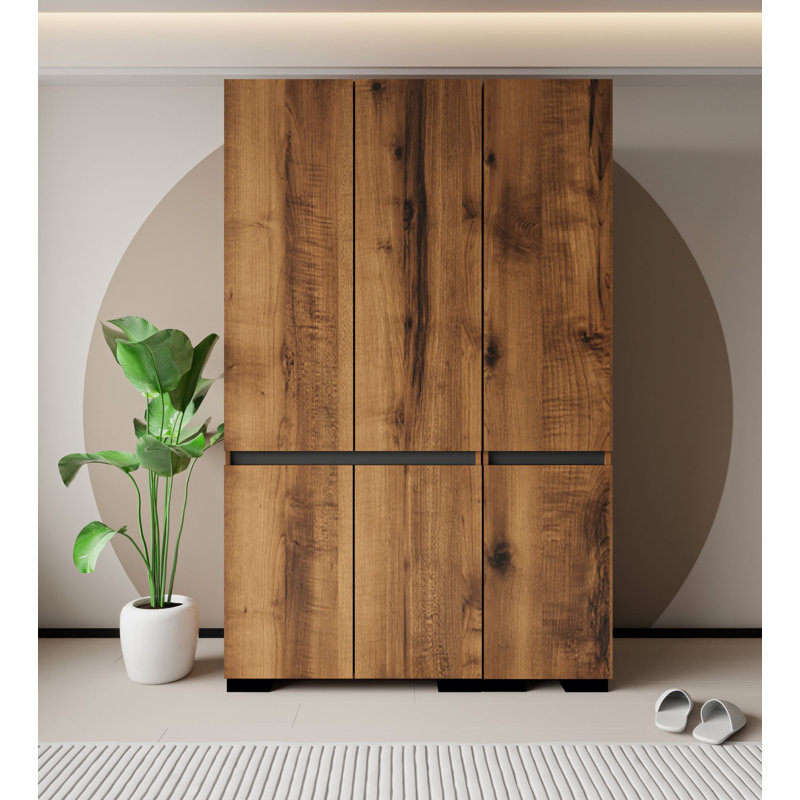 Armoire rustique avec tablettes multiples, noyer et anthracite, 53,1 po x 82,7 po x 20,5 po | Panneau de particules 100% mélaminé, pieds en plastique | Support mural, capacité de tablette de 66,1 lb | Solution de rangement élégante pour la maison