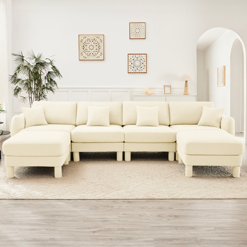 Tissu modulaire à 4 places Boucle Fabric, Beige