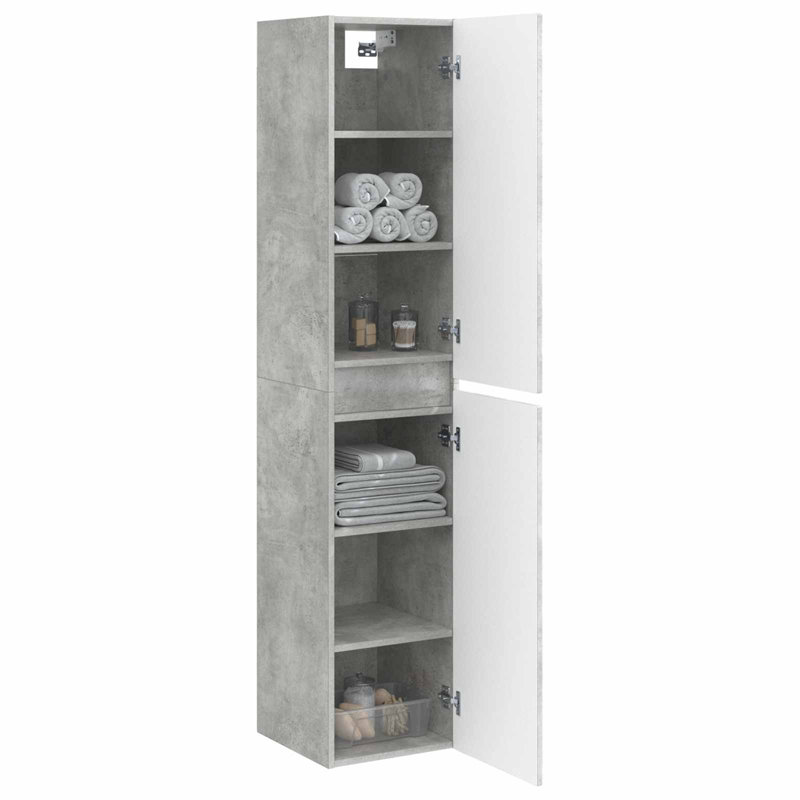 Engineered Wood Linen Cabinet, Concrete Grey
