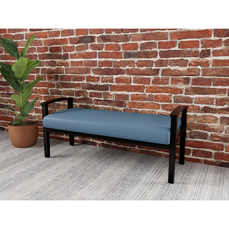 Banc en bois massif Amherst, Noir, Open House Quarry - bleu