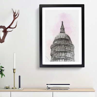 St. Pauls Cathedral Sketch in Abstract - Framed Print