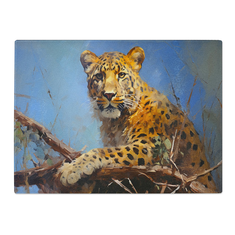 Leopard Gestural  Glass Chopping Board