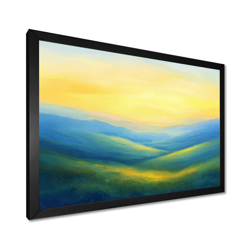 «Rolling Hills At Dawn IV», campagne, H 24 po x l 32 po, Avec cadre, Noir