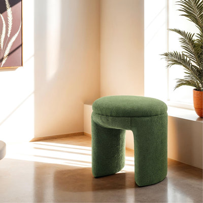 Tabouret décoratif rond 1Pc en tissu de style contemporain, structure en bois massif, pour le salon principal, l 18 po x P 18 po H 19,5 po, finition facile à assembler, matériau, assemblé