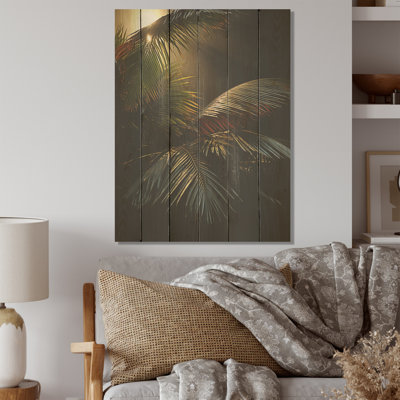 Sepia Serenity Palms - Palms & Palm Trees Wood Art On Natural Pine Wood