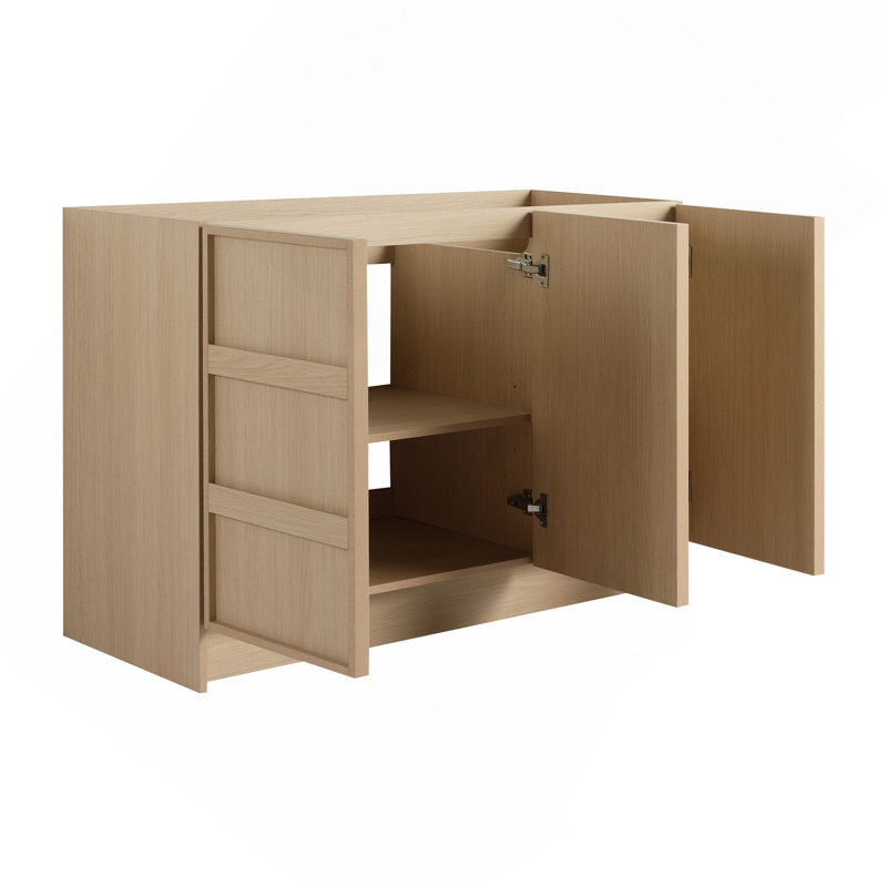 Meuble-lavabo autoportant 48 po et 3 portes d'armoire à fermeture en douceur, contreplaqué, chêne Dune, Oak