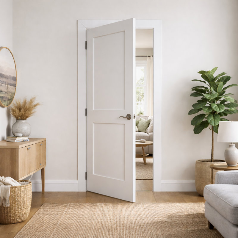 Solid Core Shaker 2-Panel Interior Door Slab, Primed Wood, 36" x 80", Right
