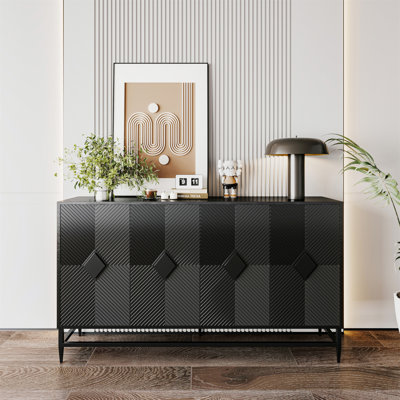 Accent Lacquered 4 Door Wooden Cabinet Sideboard Buffet Server Cabinet Storage Cabinet by Latitude Run