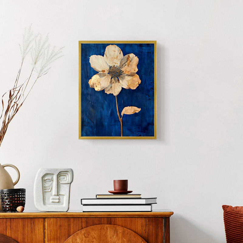 Série FLORAL LXIX - reproduction encadrée de qualité supérieure - prête à être accrochée - aucun clou requis, Or