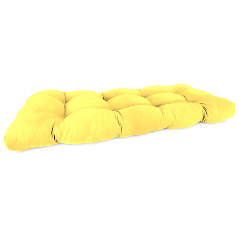 Sunbrella 44" x 18" Contoured Outdoor Wicker Bench Cushion, Sunray Yellow