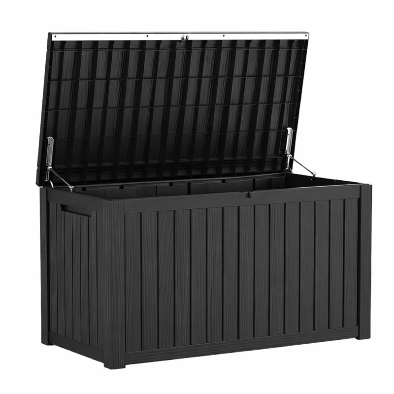 180 Gallon Large Waterproof Deck Box with Lockable Lid for Patio Furniture, Pool Supplies, Black