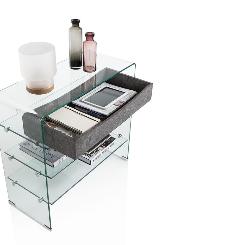 Graford 80cm Glass Console Table, Clear/Grey