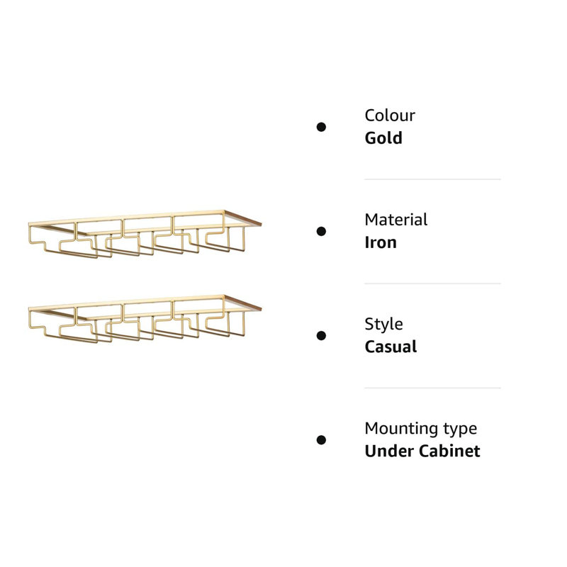 Adalyna Open Shelving Wine Glass Rack, Gold
