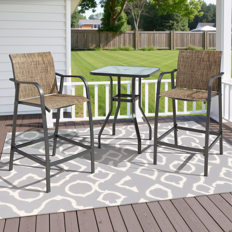 2 - Person 28.74" Bar Height Metal Patio Outdoor  Dining Set, Brown