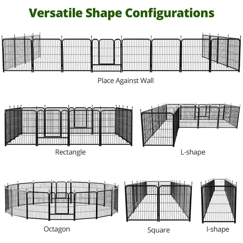 48 Panels Dog Playpen, 32 Inch Height in Heavy Duty, Indoor Outdoor Anti-Rust Dog Exercise Fence, Pet Playpen with Door