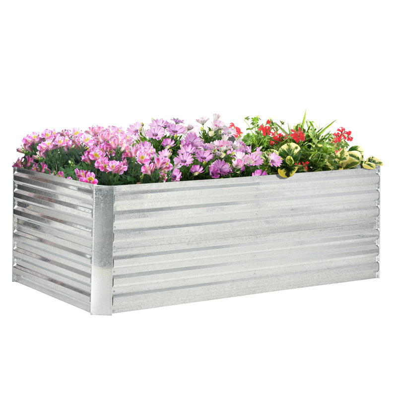 Kiger Metal Raised Garden Bed, Silver, 23.3" H x 70.8" W x 35.5" D