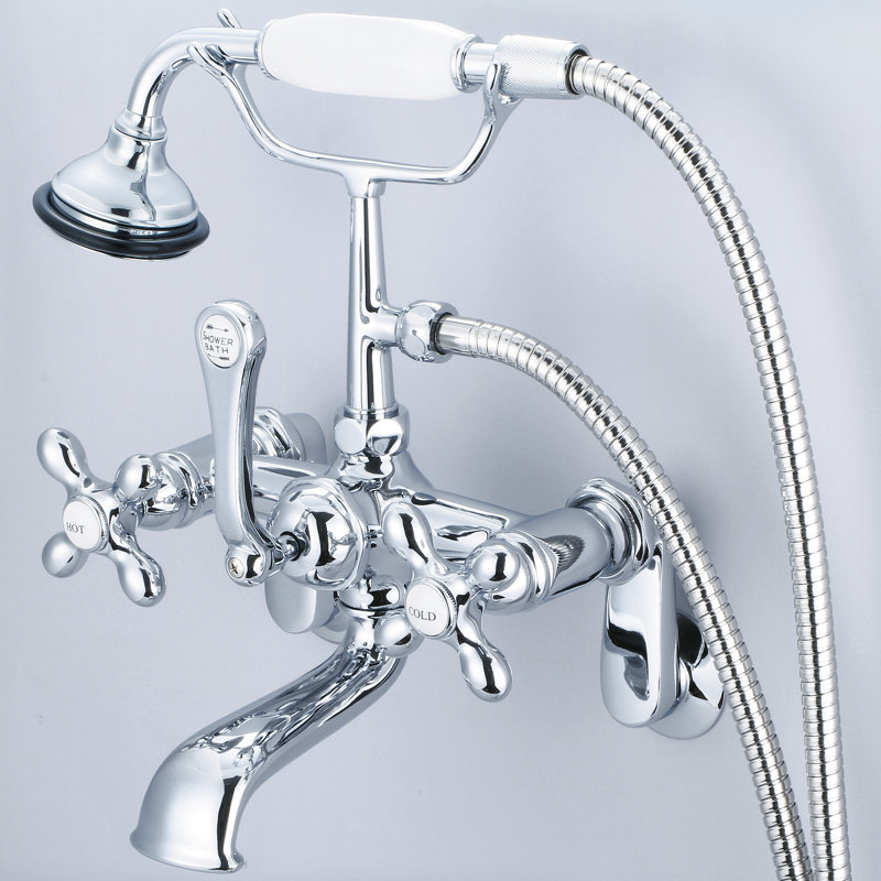 Stonington 3 Handle Clawfoot Tub Faucet, Chrome, Cross Handles