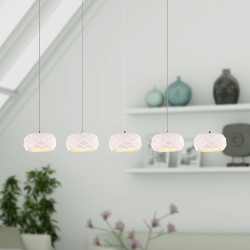 Bixby 5 - Light Natural Cluster Pendant, White