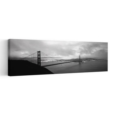 High Angle View Of A Bridge Across The Sea, Golden Gate Bridge, San Francisco, California, Usa Abstract Contemporary Architecture City Wall Art
