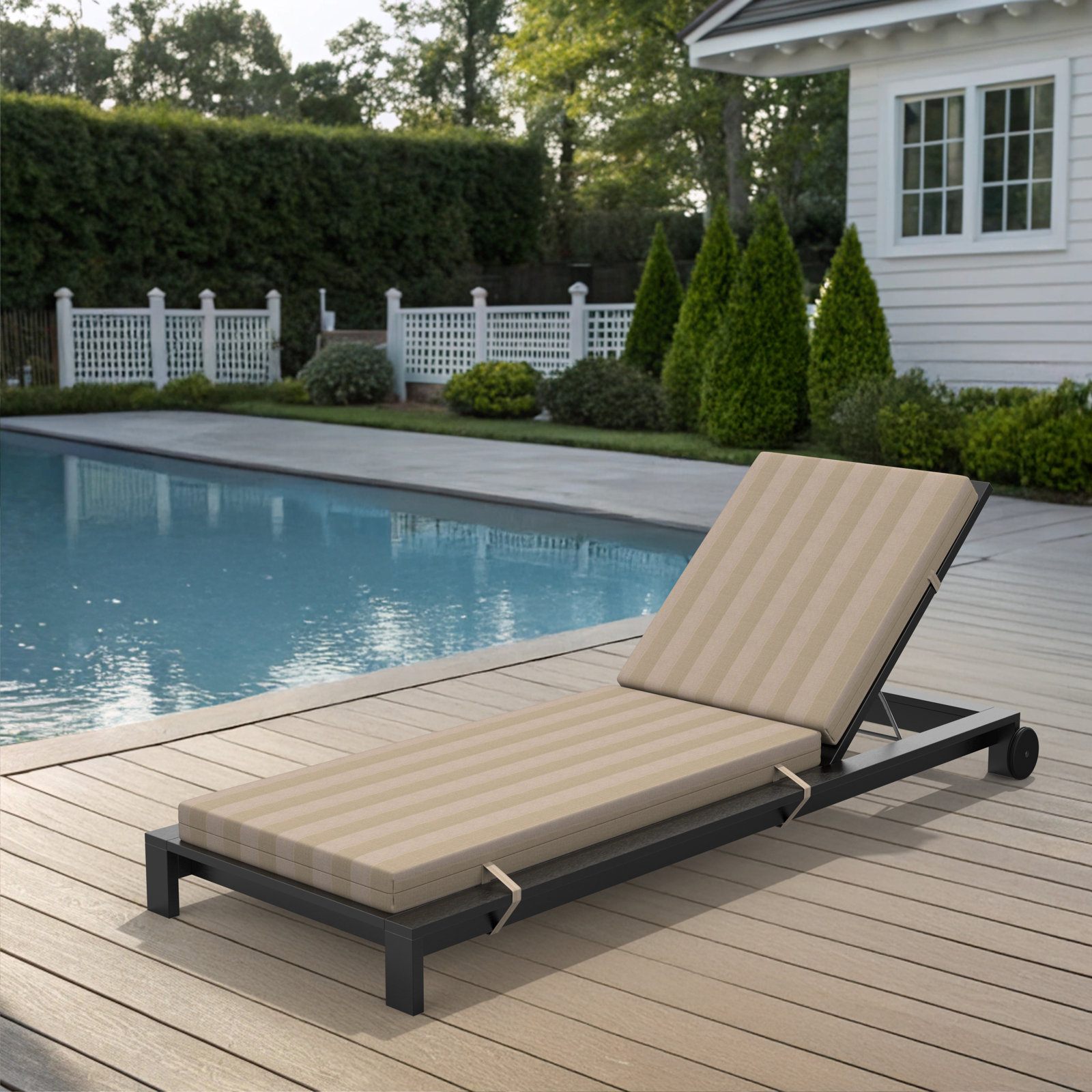 Lani Sunbrella Outdoor Chaise Lounge Cushion, Expressive Sparrow, 22.5" W x 47" D