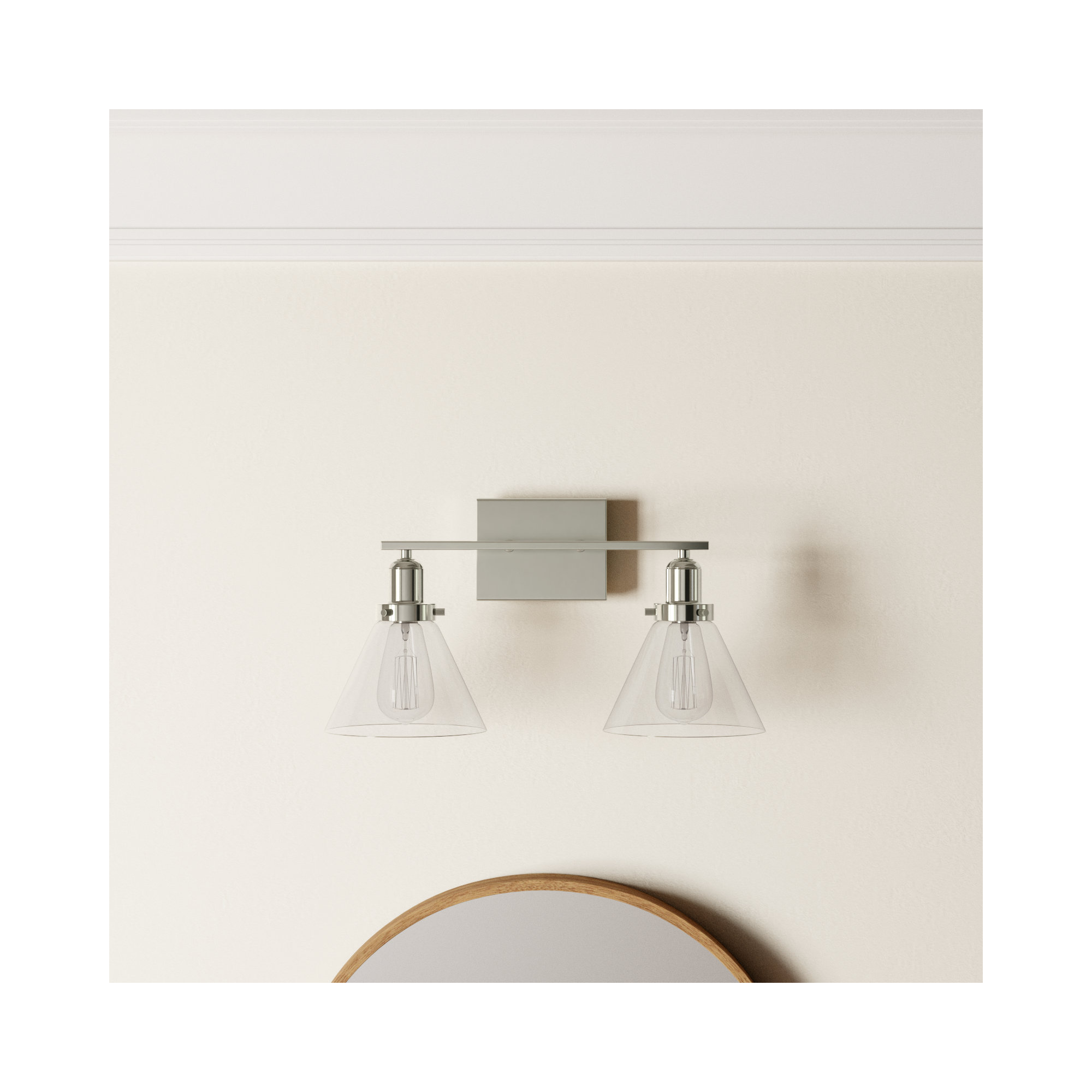 Catalina 2 Light Transparent Dimmable Bath Sconce, Polished Nickel