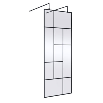 Abstract 1950mm H Framed Wet Room Glass Screens with Pattern Glass