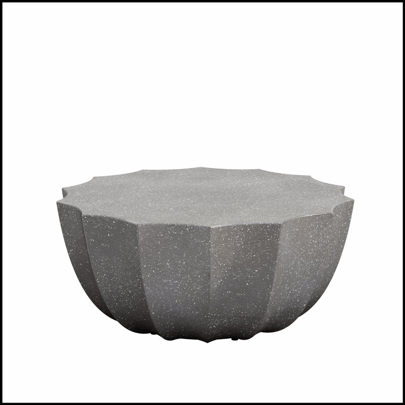 Table basse en oxyde de magnésium gris durable pour une utilisation intérieure et extérieure, résistante aux intempéries et élégante