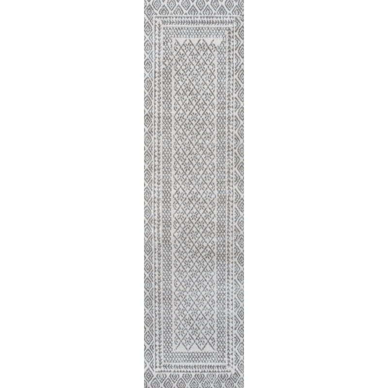 Dawesville Modern Geometric Boho Gray/Cream Rug, Runner 2'3" x 8'