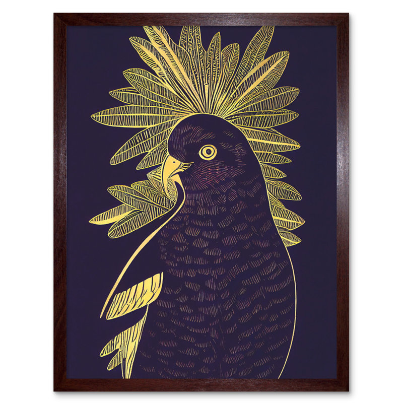 Detailed Stylish Parrot Tropical Plant - Print, Brown Framed Unframed, 25.9cm H x 20.6cm W x 1.5cm D