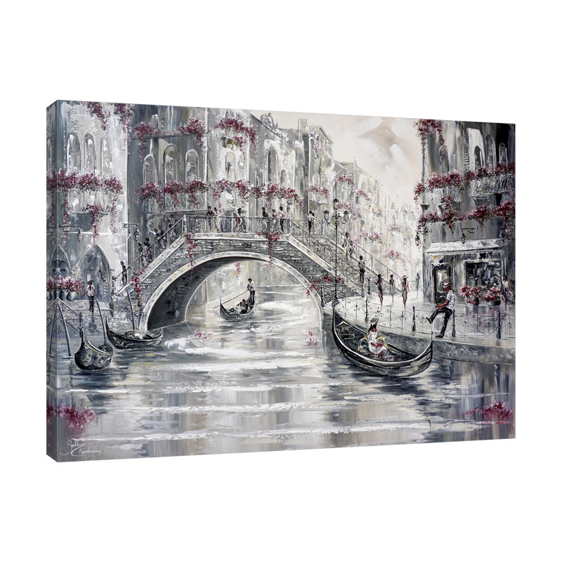 "Venise charme, Bourgogne IV", toile tendue par Isabella Karolewicz, H 12 po x l 16 po x P 1,5 po
