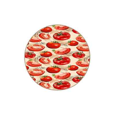 Tapis tissé lavable à motif de tomates rouges