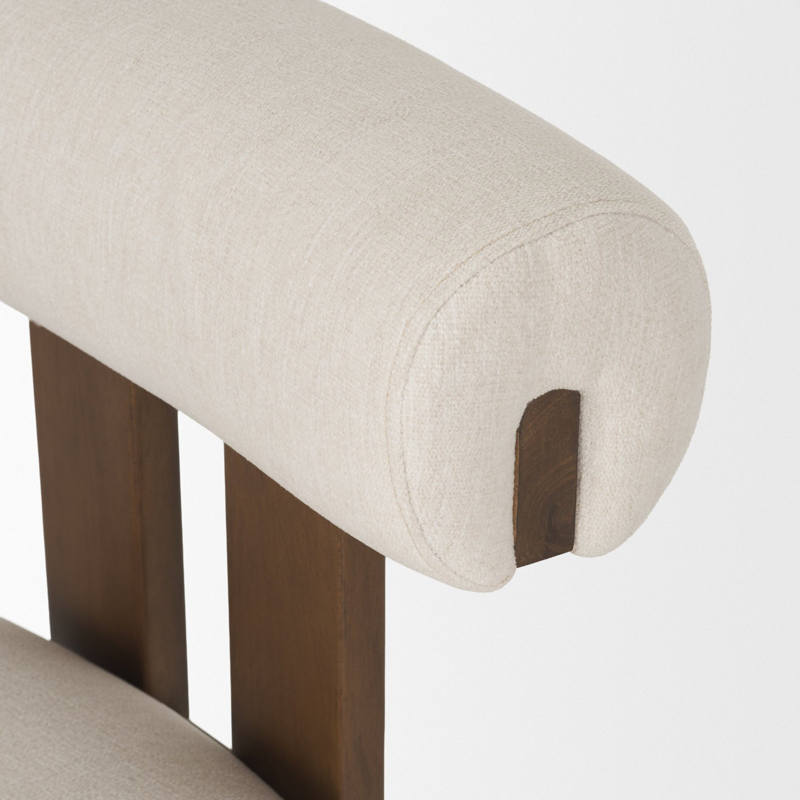 Tribeca Curve Open Back Chenille Dining Chair, Cream, Medium Brown