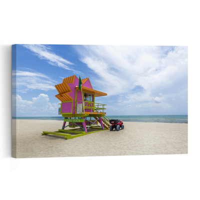Vibrant Miami Beach Tower Colorful Vibrant Abstract Beach Landscape Wall Art Print