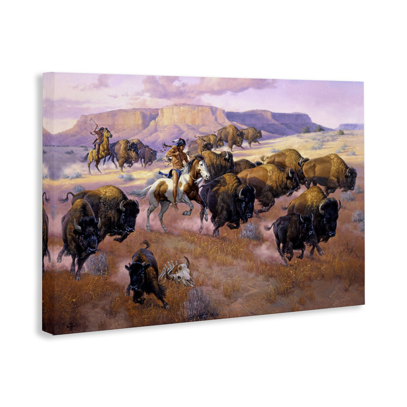Art mural sur toile Western Batives Hunt, conception par Jack Sorenson, H 20 po x l 30 po