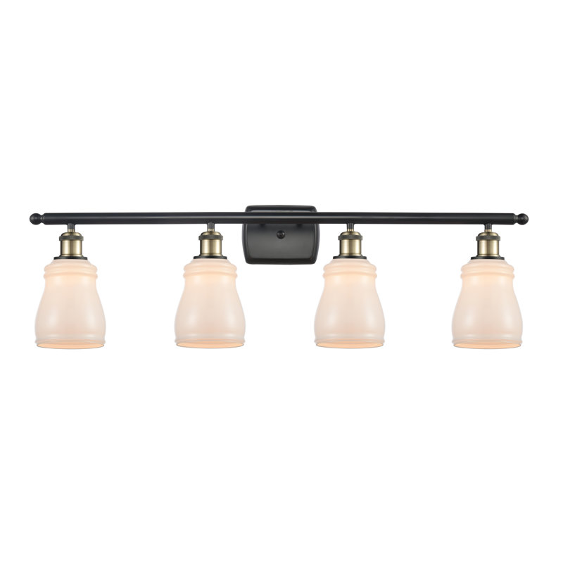 Éclairage pour salle de bain 3 lumières Mccarver, Blanc, Laiton antique noir, Ampoule non incluse