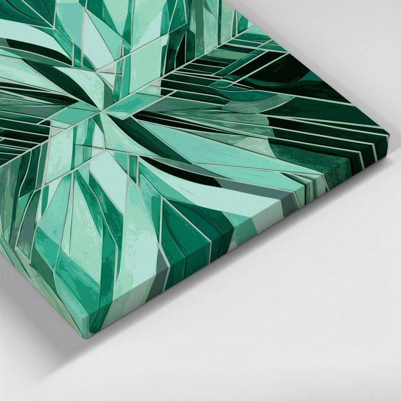 Geometric Abstraction 25 Green Canvas Wall Art, 8" H x 10" W