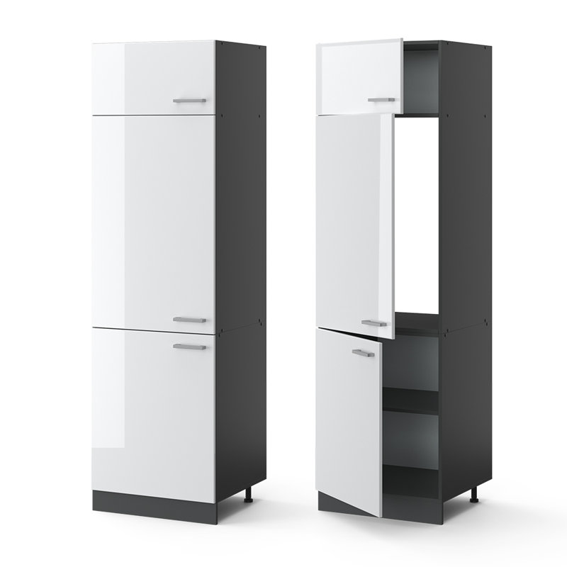 Biagio 207Cm H x 60Cm W x 57Cm D Oak Kitchen Unit, White/Grey