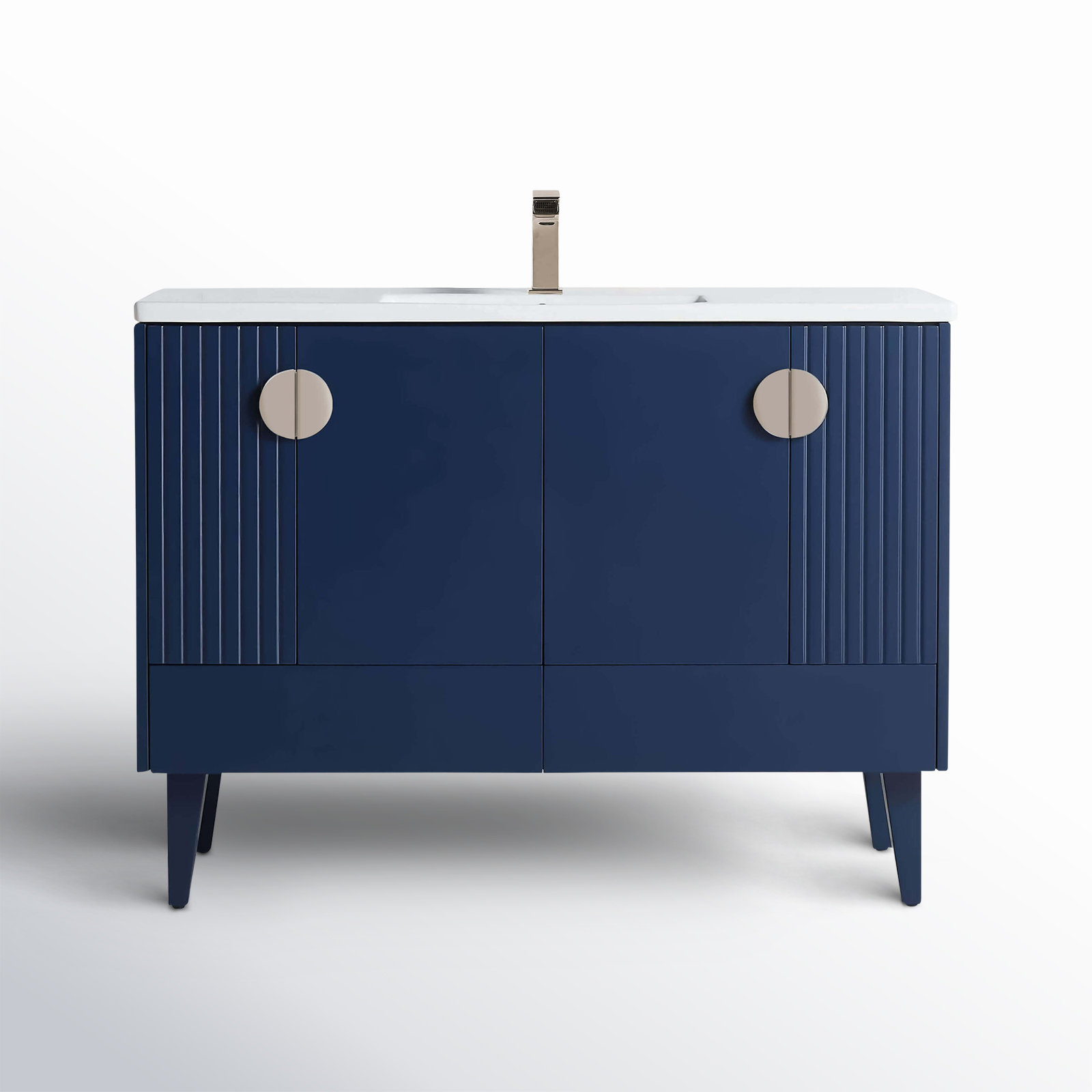 Saimah 48'' Single Bathroom Vanity, Navy Blue, Satin Nickel