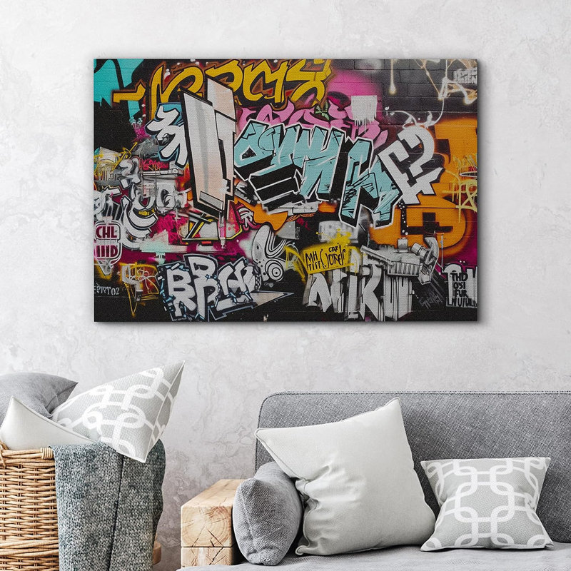 Caricature de noms d'anime sur toile, impression, Toile tendue, H 32 po x l 48 po x P 1,5 po