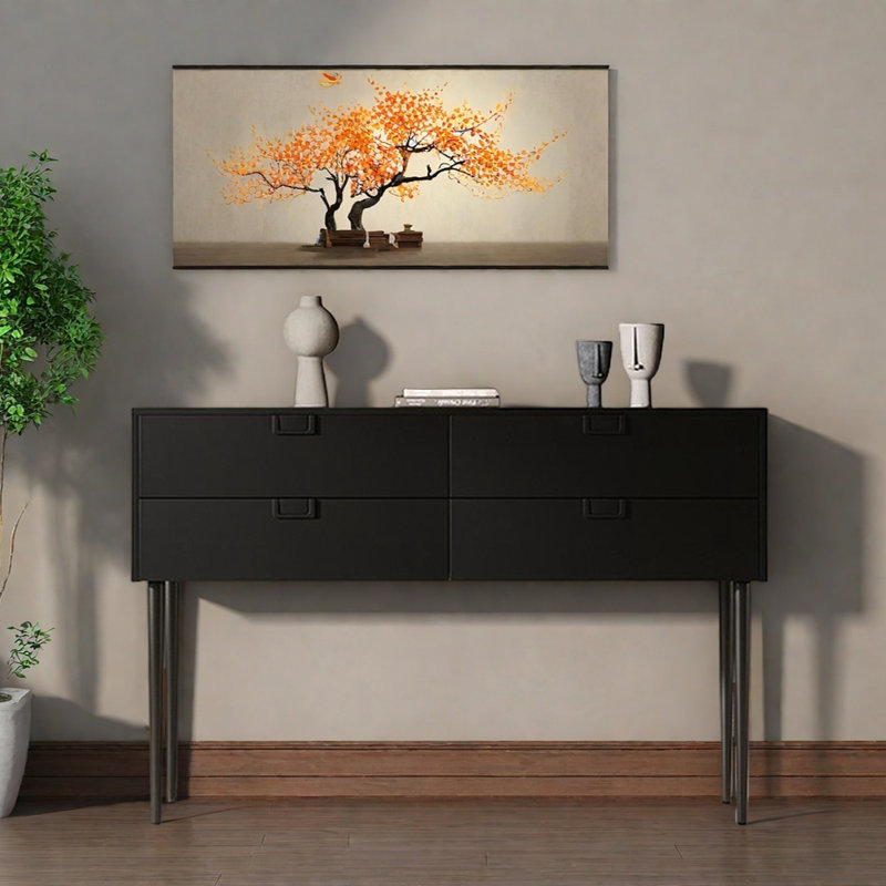 Luxurious Minimalist Black Console Table, 33.5" H x 47.2" W x 15.7" D