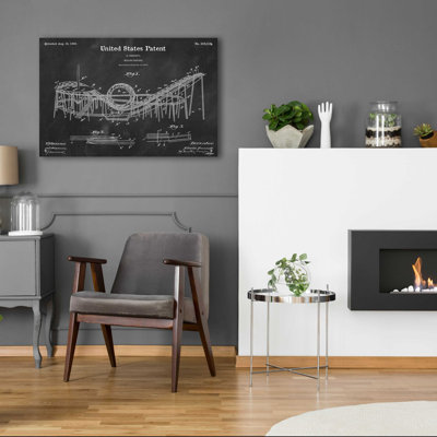 «Roller Coaster Blueprint Vernis Chalkboard», art mural en verre acrylique