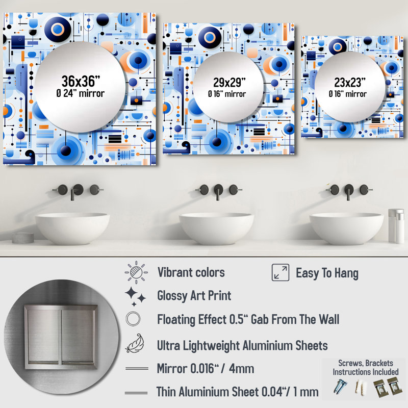 Art mural bleu et blanc Matrix Grid II, 23 po x 23 po