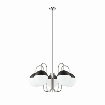 Stellar 5-Light Chandelier In Opal Satin Brass