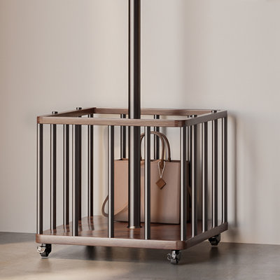 360° Wheeled Coat Rack with Wooden Hooks