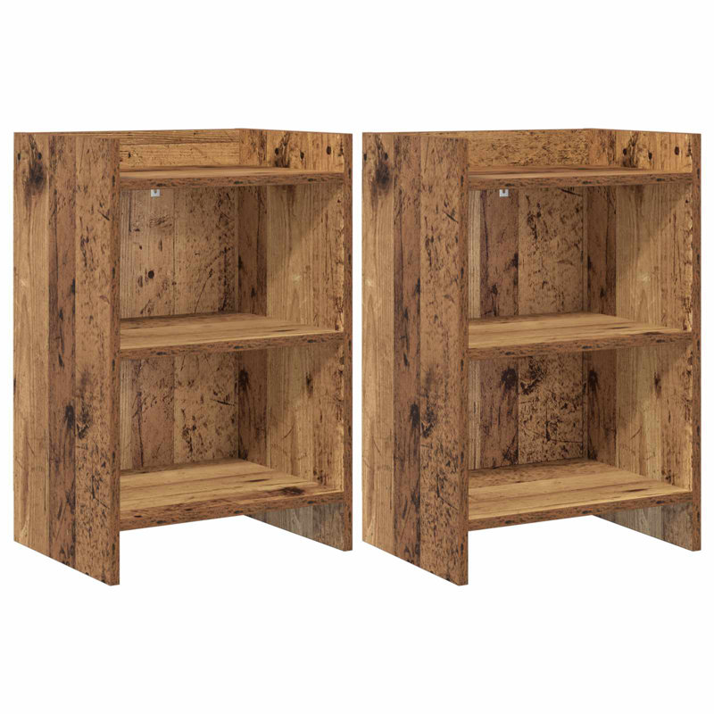 40cm W Composite Bedside Table, Old Wood