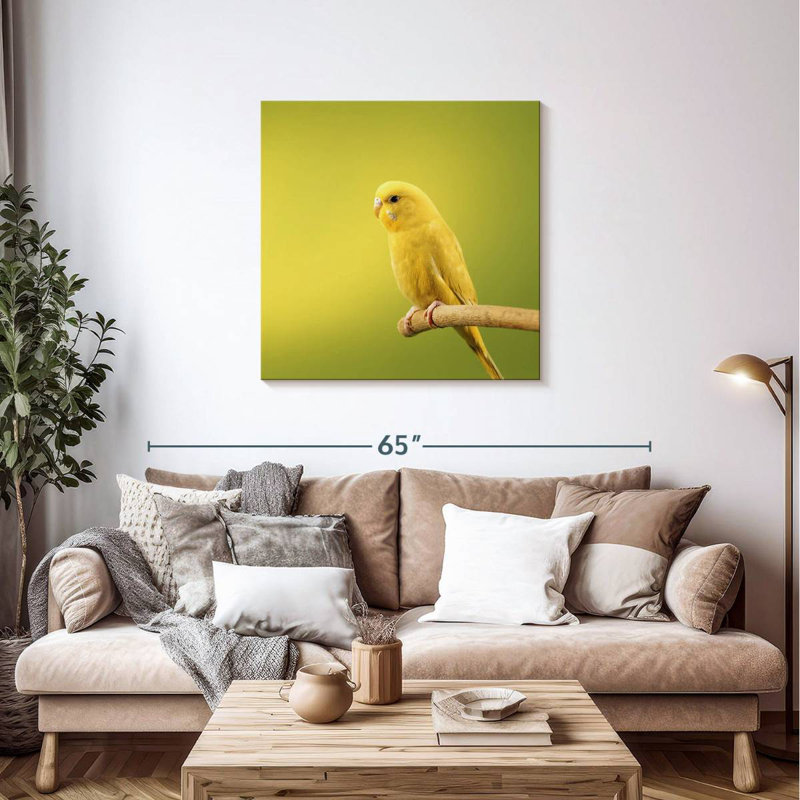 Brampt Perched Yellow Parakeet, 36" H x 36" W