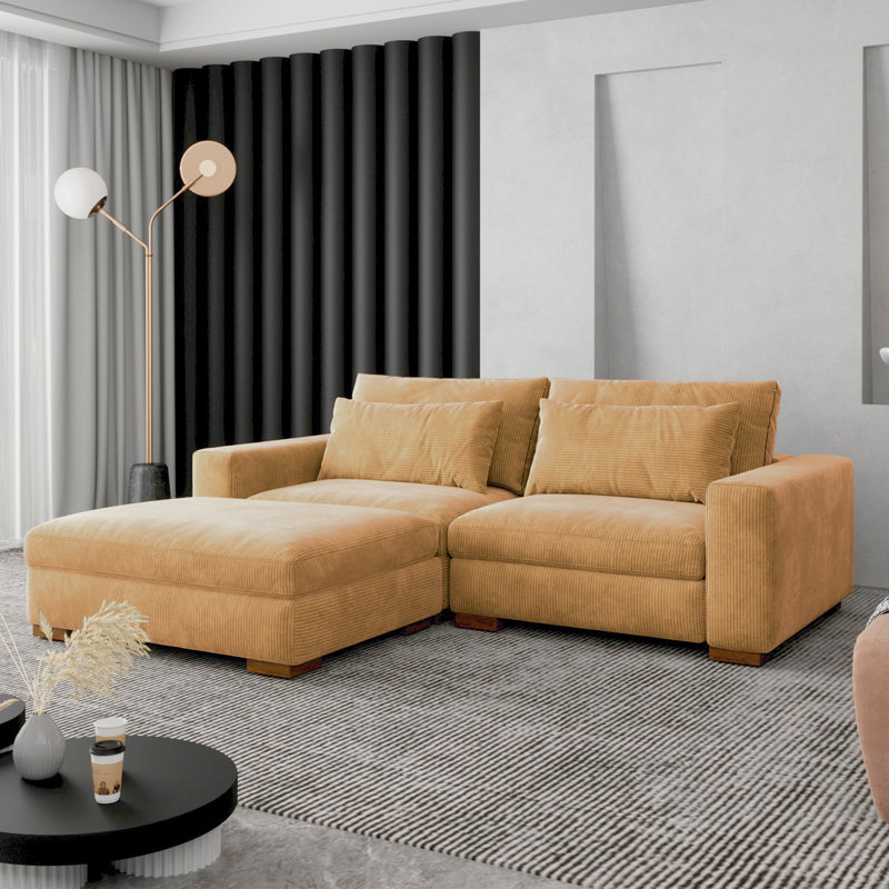 Accoudoirs modulaires de 89 po Belrose, Velours mangue